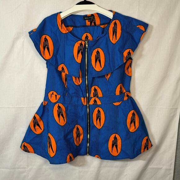 Mae Otti African Print Top Orange Blue Designer 3XL Tabitha Brown Urban Work BBW - Picture 8 of 15